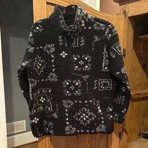 Wrangler Black Sherpa Zip-Up with White Pattern